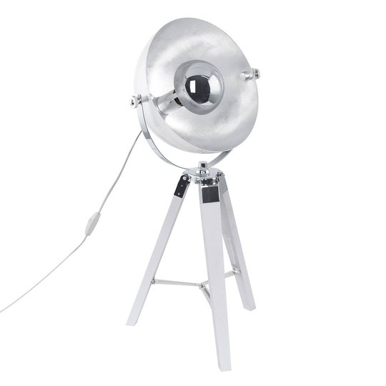 Covaleda - trebent bordslampa i vit-silver