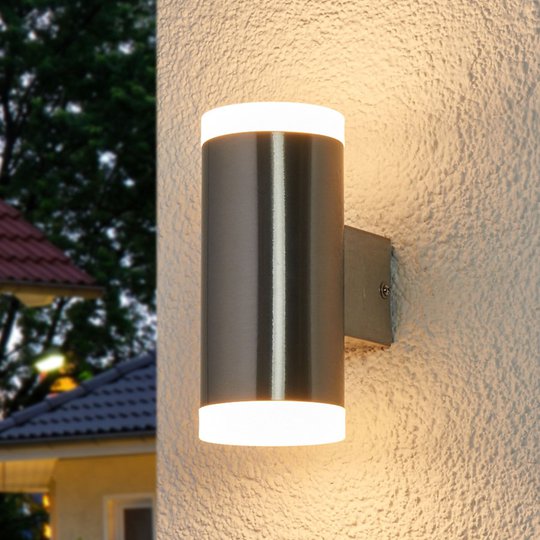 LED-utomhusvägglampa Eliano 2 ljuskällor, rostfri