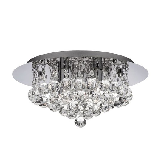 Taklampa Hanna krom med kristallkulor, 35 cm