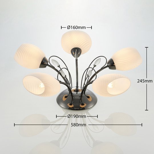 Lindby Sibyll taklampa med glas, 5 lampor