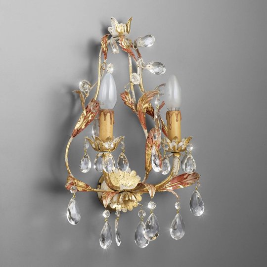 Vägglampa PERUGIA, 2 ljuskällor, blykristall
