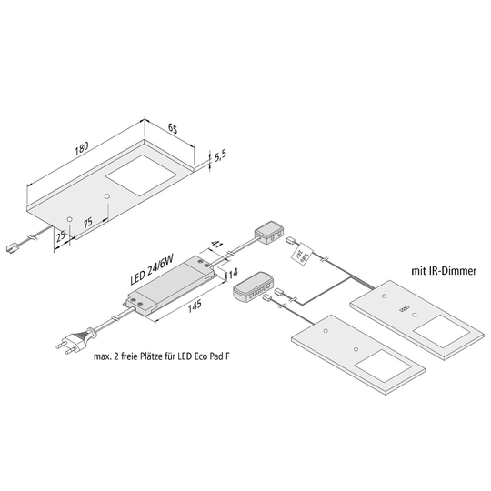 LED-bänklampa Eco-Pad F 2-pack 3 000 K aluminium