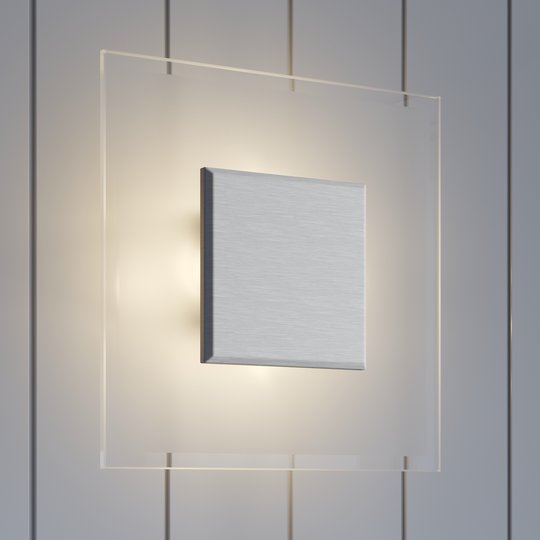 Kvadratisk LED-vägglampa Lole av glas