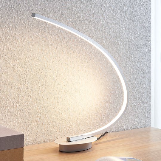 LED-bordslampa Nalevi, bågform, silver