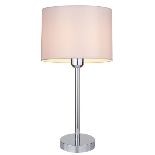 Bordslampa Maarit med textilskärm, vit/krom
