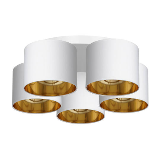 Taklampa Soho cylindrisk 5 lampor vit/guld