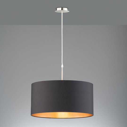 Hänglampa Marie, textilskärm, svart, Ø 50 cm