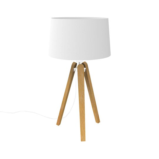 Bordslampa Essence LT av trä och textil, vit