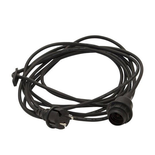 E27-uttag med kabel Ute, 5 m, svart
