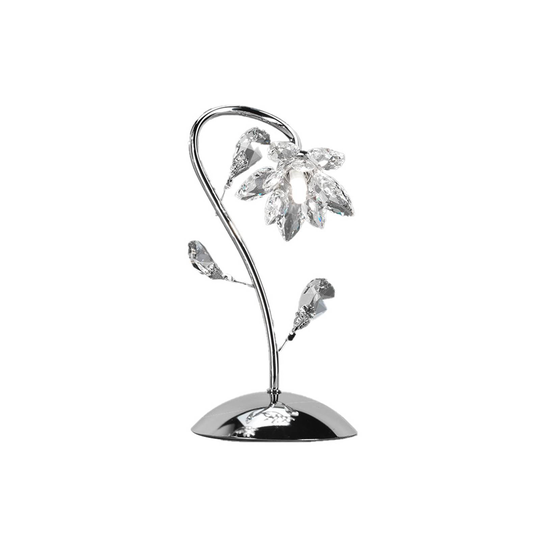 Bordslampa Ninfea, krom, kristallblomma, 35 cm