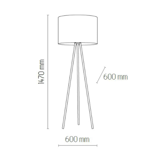 Golvlampa Winston, trebent, skärm vit