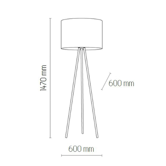 Golvlampa Winston, trebent, skärm svart