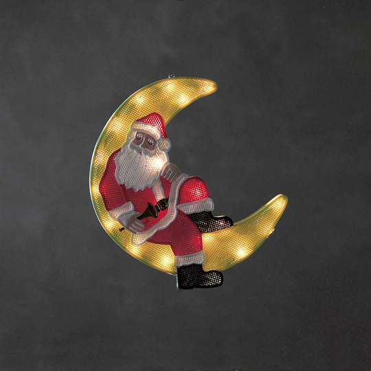 Siluett tomte i måne 20 LED (Flerfärgad)