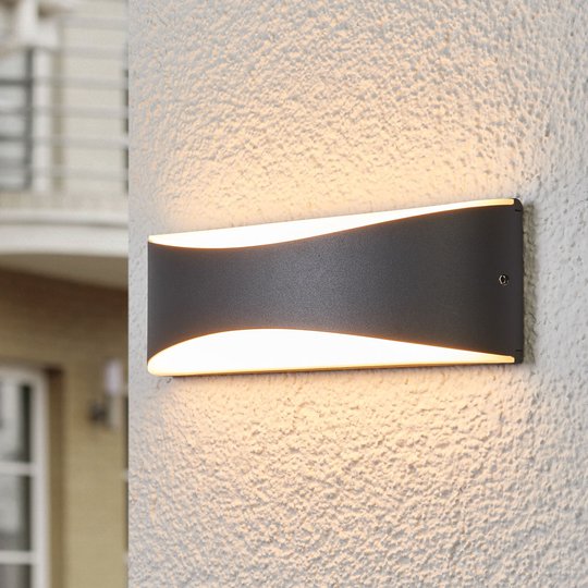 Antracitfärgad LED-utomhusvägglampa Akira