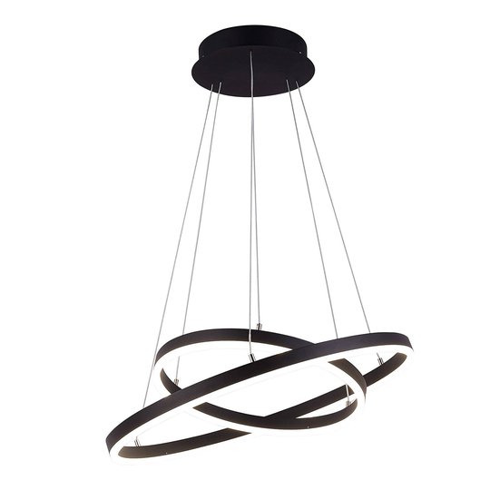 Arcchio Albiona LED-hänglampa, svart, 2 ringar
