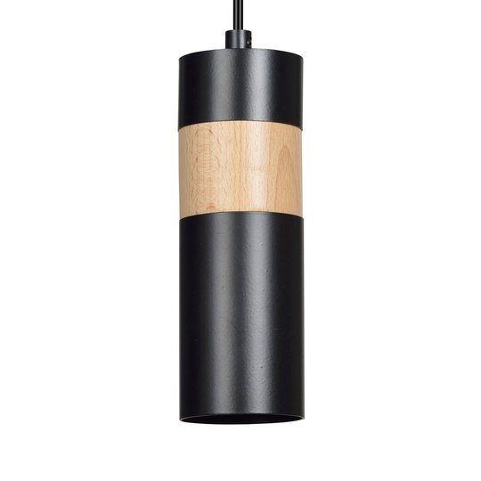Hänglampa Akari 1 med trädetalj, 1 lampa svart