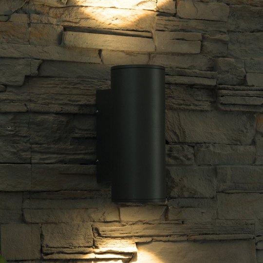 LED-utomhusvägglampa Doble, rund, up and down