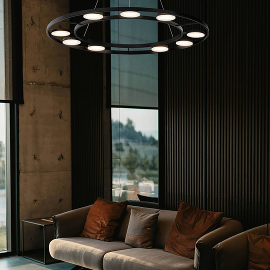 Maytoni Fad LED-hänglampa vriodbara skärmar ∅80 cm