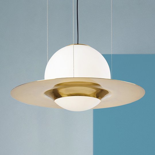 Hänglampa Hat av glas med metalldetaljer