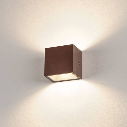 SLV Sitra Cube LED-utomhusvägglampa, rost