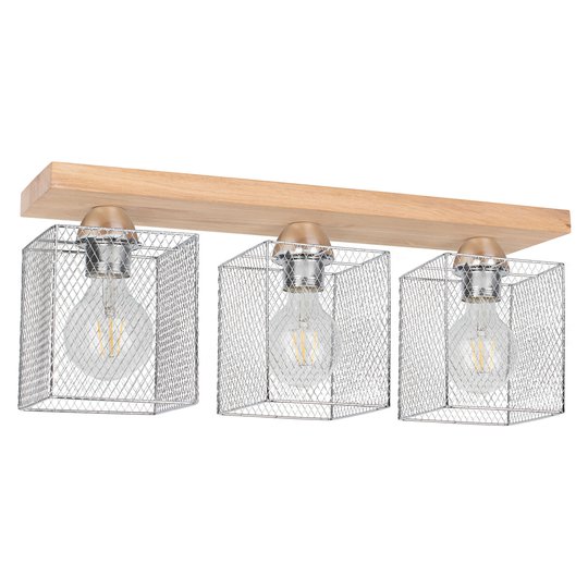 Taklampa Norman Wood 3 lampor, oljad ek