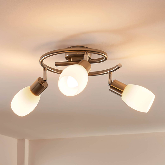 Lindby Arda LED-spotlight, glas 3 lampor rondell