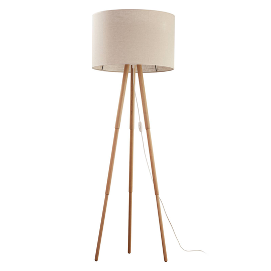 Golvlampa Tokyo, trebent av trä, tall/lin natur