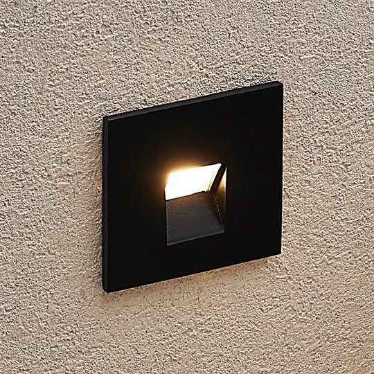 Arcchio Vexi LED-inbyggnadslampa, kantig, svart