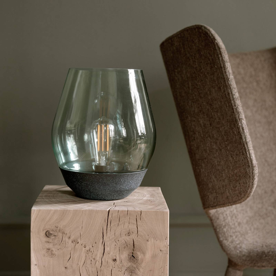 New Works Bowl bordslampa grönkoppar/rökglas