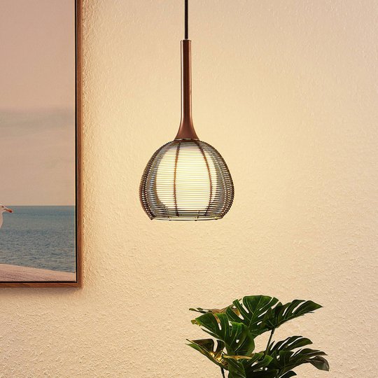 Lucande Tetira hänglampa, 1 lampa., 16,5 cm, brunt