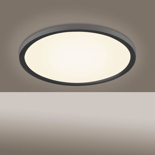LED-taklampa Flat CCT, Ø 40 cm, svart