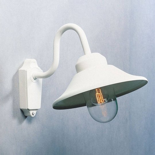Utomhusvägglampa Vega, bredd 29,5 cm, vit