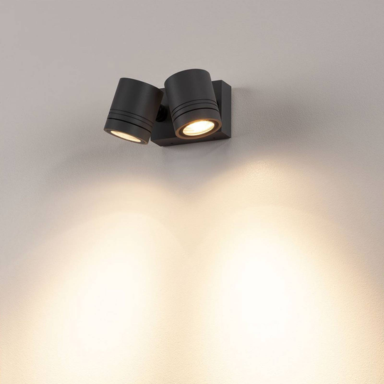 SLV Myra utomhusvägglampa, 2 lampor, antracit