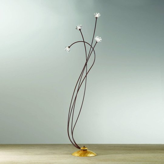 Kristall-golvlampa Fiorella, klar