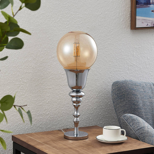 Lucande Gesja bordslampa, utan skärm, krom