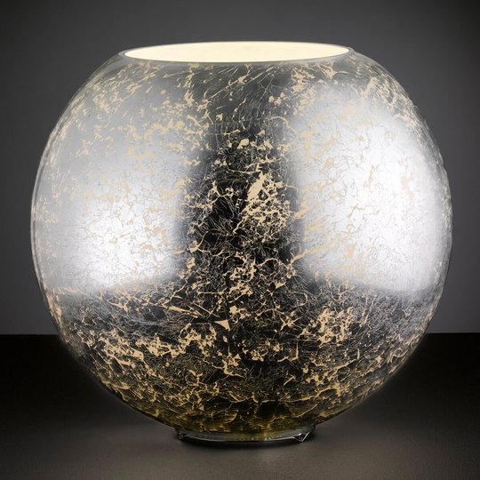 Silverfärgad glasbordslampa Fara i kulform