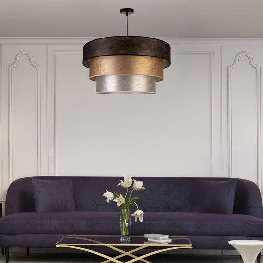 Taklampa Luneta fleece svart/guld/silver Ø60 cm