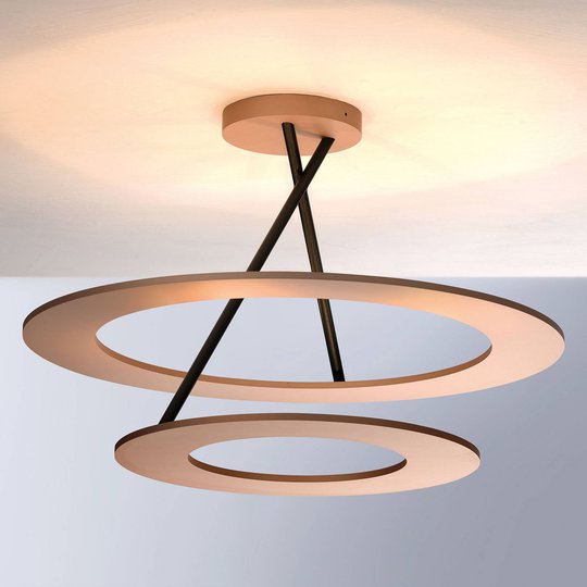Bopp Stella LED-taklampa 2 ringar rosé/svart