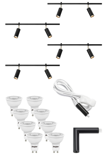 PAKET EXPAND 4X70CM GU10 CYLINDER BLACK