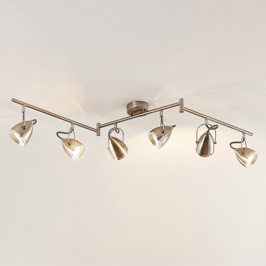 Lindby Jadon LED-takspotlight nickel 6 lampor