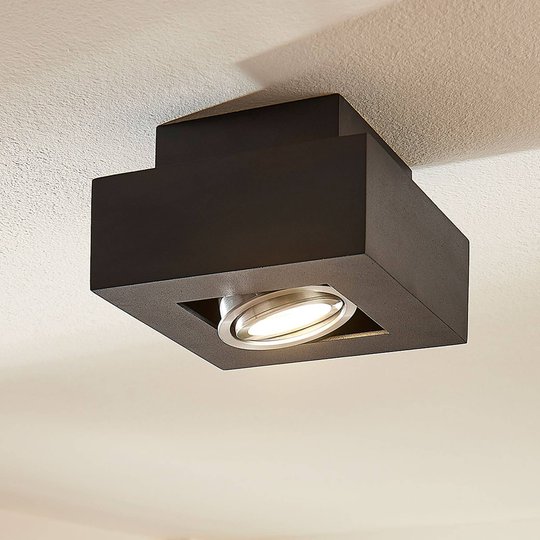 LED-taklampa Vince, 14x14 cm, svart