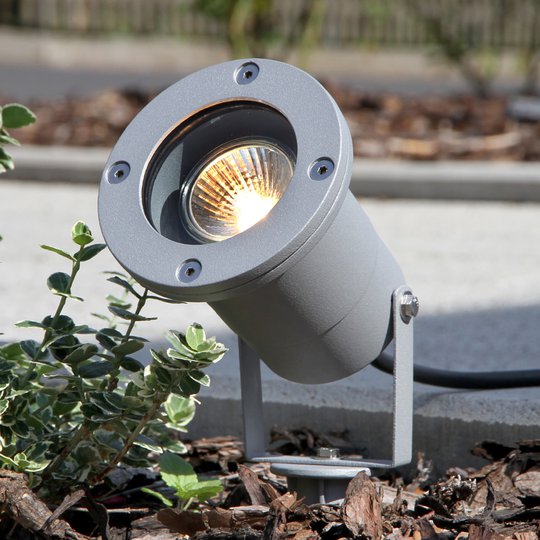 Utomhusspotlight Tessa med jordspett, silver