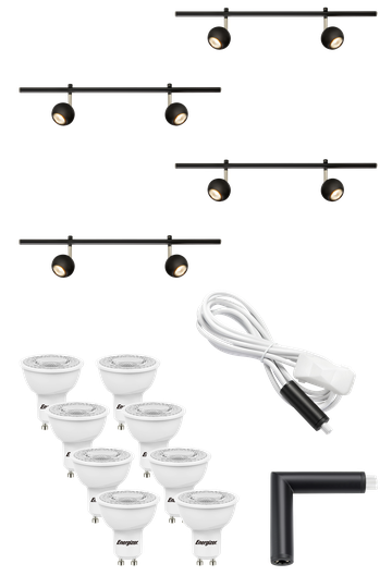 PAKET EXPAND 4X70CM GU10 ROUND BLACK