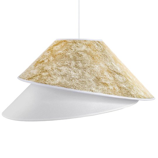 Textilhänglampa Coco, vit/guld