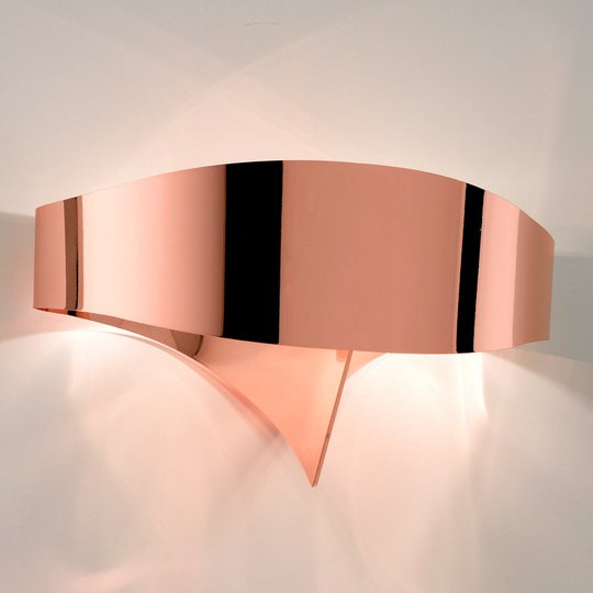 Kopparfärgad designervägglampa Scudo