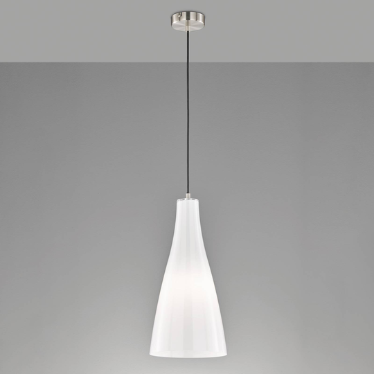 Hänglampa Zeal, nickel matt/opal, Ø 23 cm