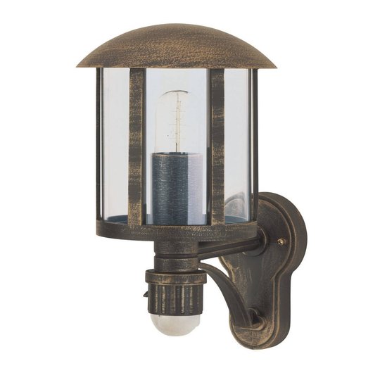 Utomhusvägglampa Genefe med sensor, brun