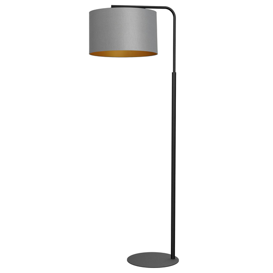 Golvlampa Soho, cylindrisk, böjd, grå/guld