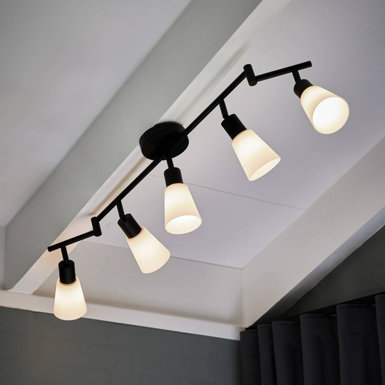 Taklampa Cole av glas och metall, 5 lampor