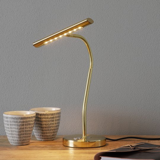 Mässingfärgad LED-bordslampa Curtis